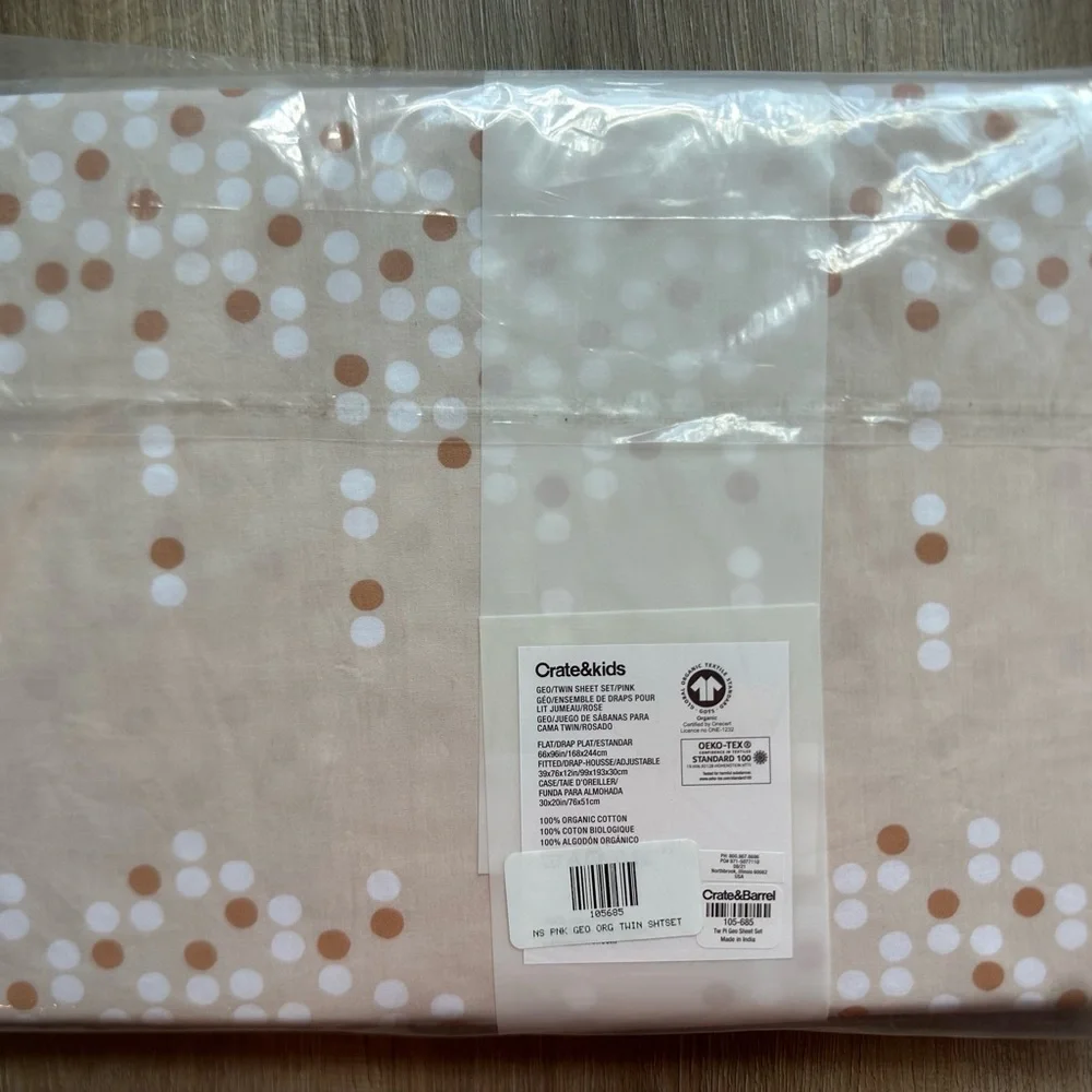Crate & Barrel Pink Geo Twin Sheet Set